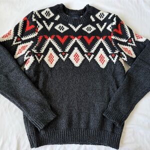 Lucky Brand Black and Red Patterned Sweater